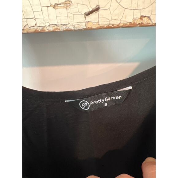 Pretty Garden size small black midi dress with white - Picture 4 of 5